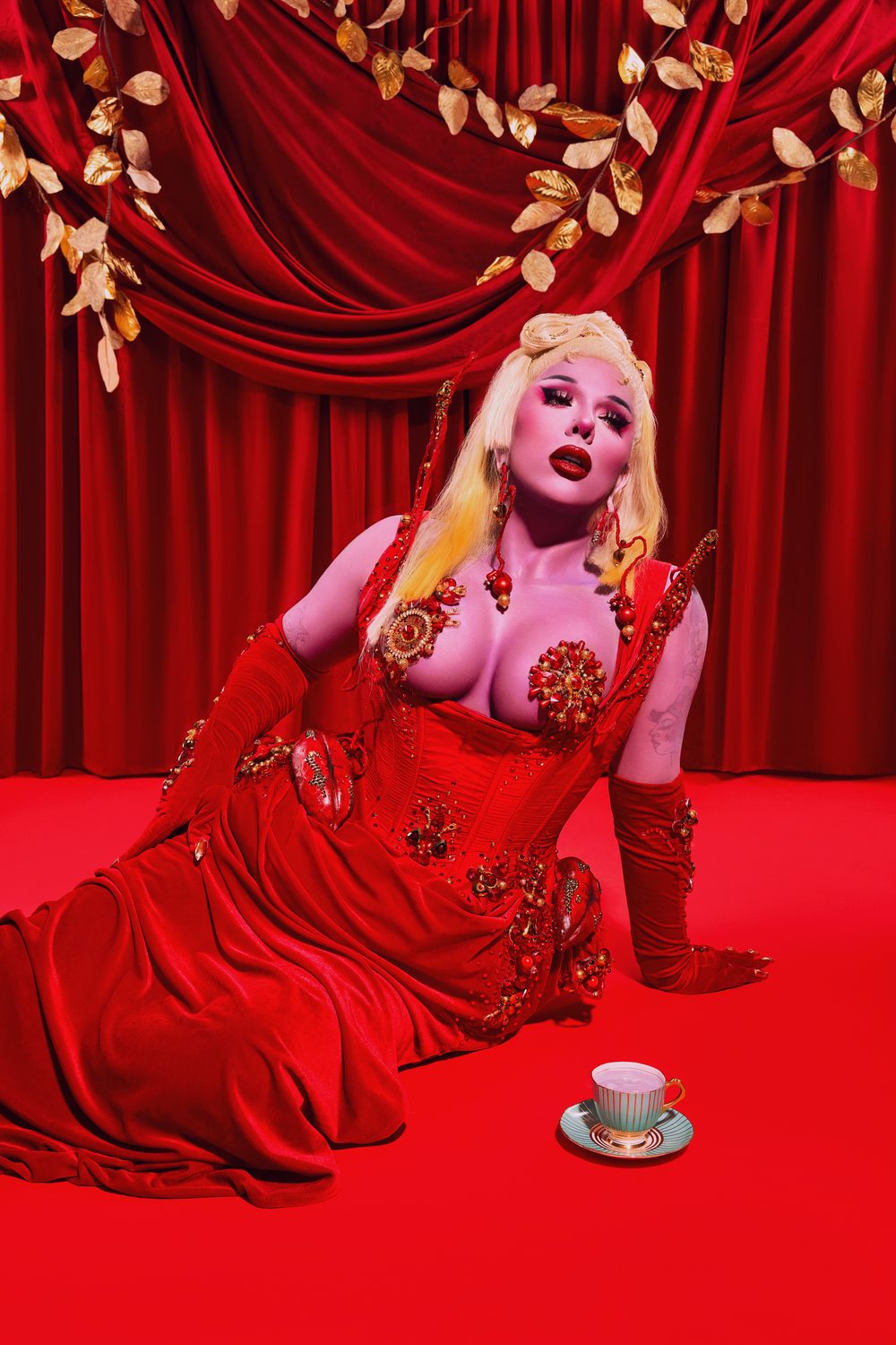 Red velvet editorial look