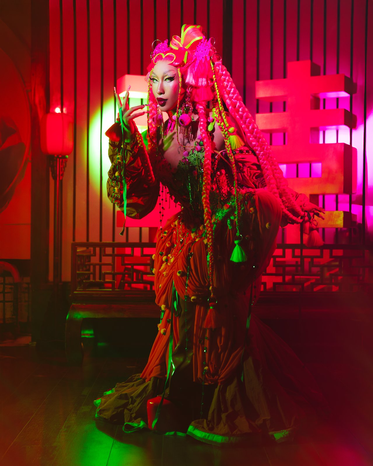 Lantern-lit performance scene